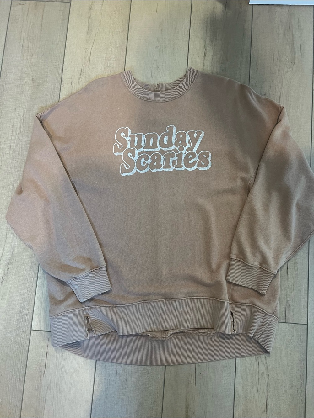aerie Women's Crewneck Sweatshirt - Tan with White Logo